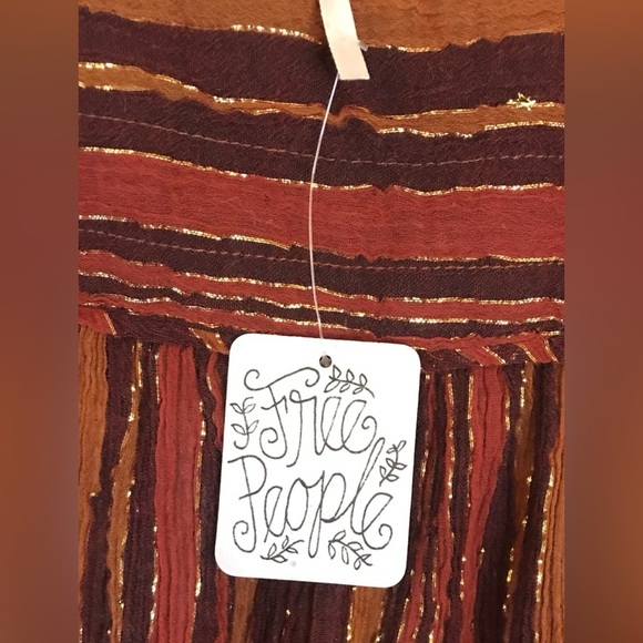 Free People Harem Lurex Sheer Jumpsuit Copper‎ Rust Brown Metallic Sz XS - Picture 5 of 8